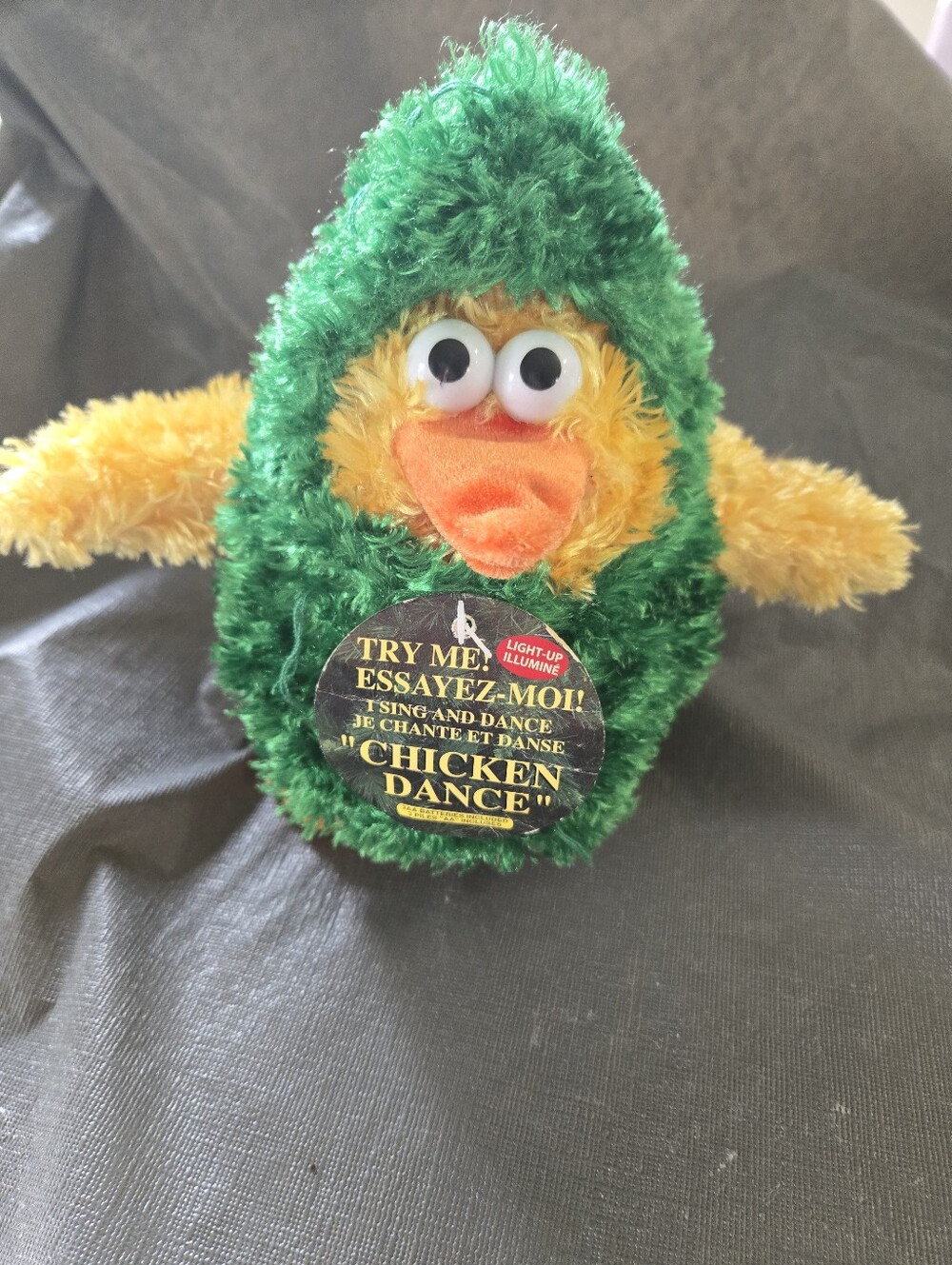 Chicken Dance Plush Toy - Green and Yellow Light-Up Singing Plush